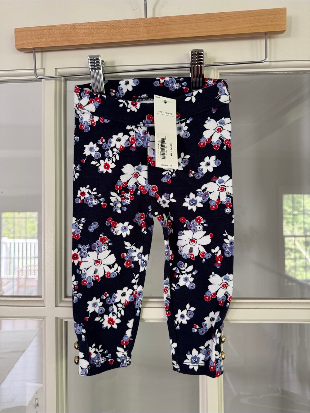 Janie and Jack - Navy Floral Print Girls' Leggings - Red & White Flower Pattern